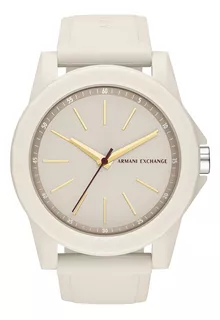 Reloj Mujer Armani Exchange Lady Banks Silicona Color De La Correa Beige Color Del Bisel Beige Color Del Fondo Beige