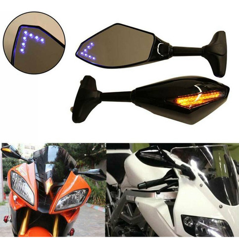 Espejo Retrovisor Led Con Luz Para Yamaha Yzf R1 R6 Fz1 Fz6