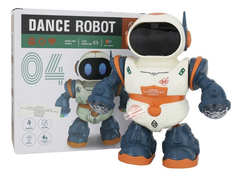 Robot 04 Inteligente Juguete Baile Sonido Luz Led Movimiento Color Naranja 6678-4