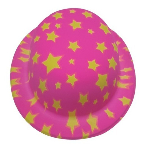 Sombrero Bombin Con Estrellas Fluo Plastico