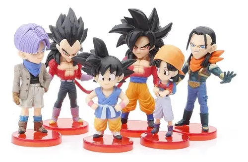 Kit 6 Bonecos Miniatura Dragon Ball Gt Goku Vegeta Saiyajin