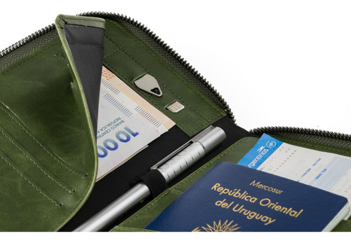 Porta Pasaporte Y Documentos Con Rfid Para Viaje Baleine Color Army Green