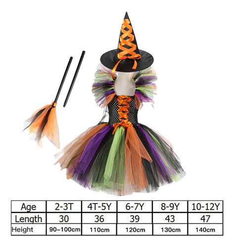 Disfraz De Bruja Para Niñas Disfraz De Bruja De Halloween Pa