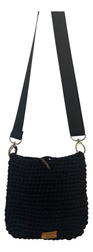 Bandolera Tejida Crochet Negro Tejido Níquel Negro