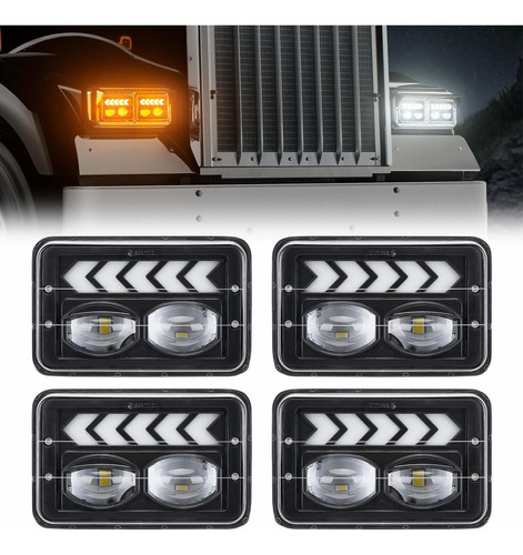 Suparee 4 Unids 4x6 Pulgadas Led Faros Hi/lo Beam Halo Drl T