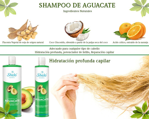 Shampoo Aguacate Sheló Nabel 530ml Colágeno Hidratante