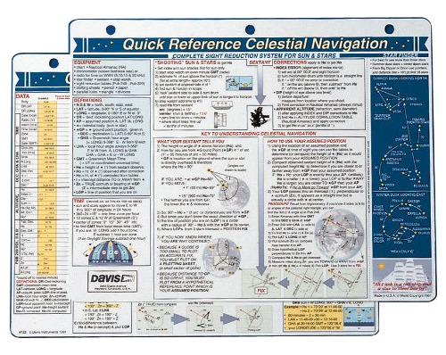 Davis Instrumentos Celestes Navegacion Tarjeta De Referencia