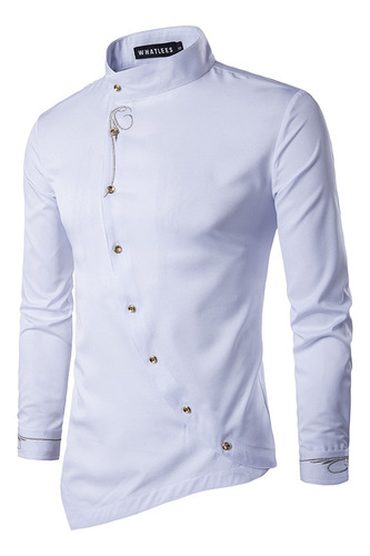 Camisas Goticas Hombre Con Botones Irregulares Elegantes Par