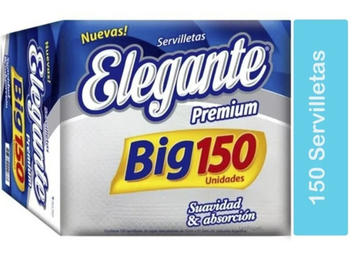 Servilletas Papel Elegante Premium Big X 150u 32x31,5 Cm.