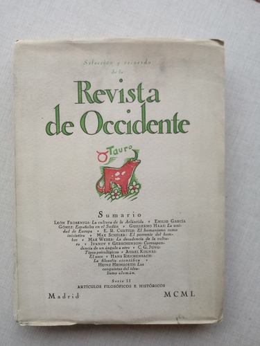 Revista De Occidente 1950 Serie Ii ( Frobenius, Jung.  Etc)