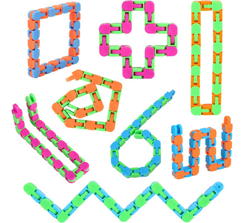 8 Piezas Wacky Tracks Snap Click Fidget Toys Para Niños Fing