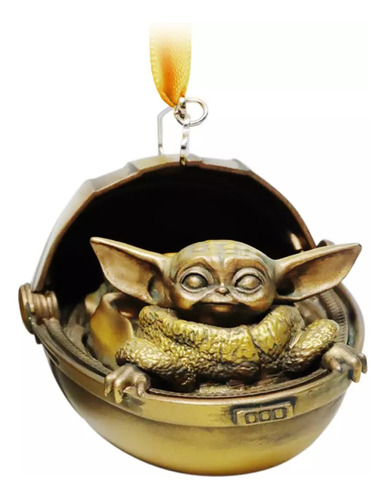 Disney Ornamento Star Wars Bebé Yoda Mandaloriano  Bronce 