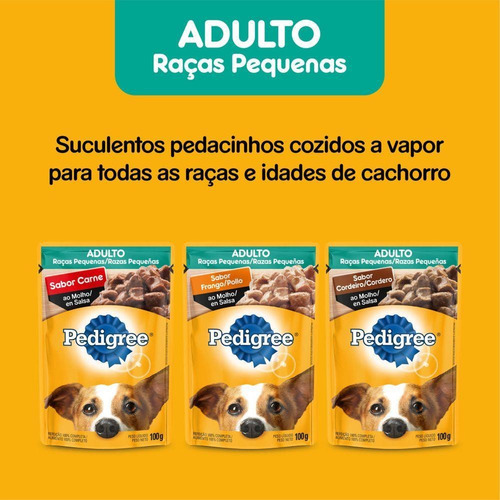 Imagem 6 de 6 de Ração Úmida Pedigree Sachê Carne Cães Adultos Pequenos 100g