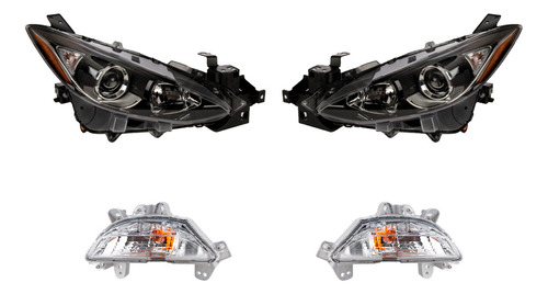 Kit 2 Faros Y 2 Cuartos Para Mazda 3 2014-2016 Depo