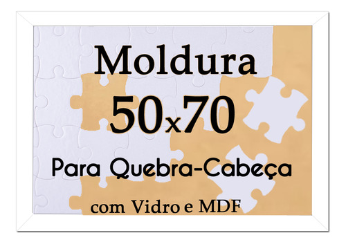 Moldura Quebra Cabeça Grow Puzzle 1000 Peças 50 X 70 C/vidro Cor Branco