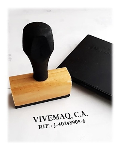 Sello Madera Personalizado Mango Plastico 50x20mmgoma Laser