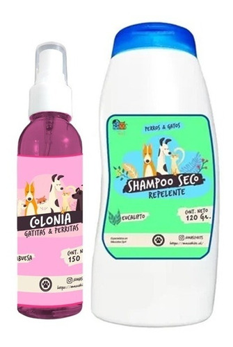 Kit P' Gato Shampoo Seco Eucalipto + Colonia Aroma Frambuesa