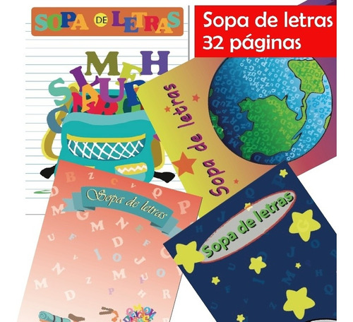 Paquete De 6 Libros Sopa De Letras Bolsillo 32 Páginas