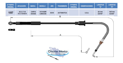 Chicote Chrysler Voyager Caravan 88-90 Selector Velocidades