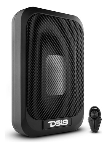 Subwoofer Amplificado Para Automóvil DS18 SQBASSx2 SQBASS Series 7X9 Pulgadas Con Radiador Pasivo de 4X6 Pulgadas 1200 Watts Máximo 230 Watts RMS 2 Ohms Diseño Debajo de Asiento Color Gris Oscuro