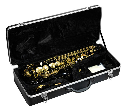 Saxofón Alto Silvertone Slsx020 Negro Llaves En Dorado Color Negro Laqueado