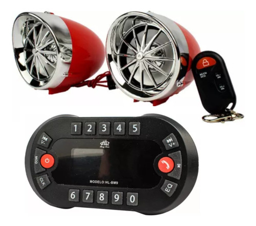 Alarma Y Parlantes Bluetooth Para Moto Mp3 Radio Con Control