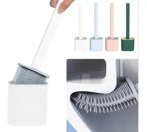Escobilla de inodoro de silicona – Escobilla de inodoro suave y plana,  escobilla de inodoro flexible de silicona y cepillo para grietas de baño,  juego