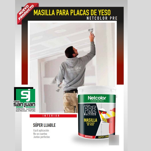 Masilla Placas De Yeso Multiuso Profesional 32kg Netcolor
