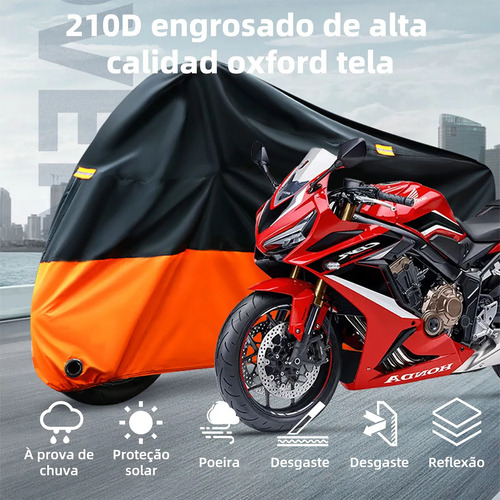 Funda Impermeable Para Motocicleta Engrosada Con Capa De Pu, Hebilla De Bloqueo Antirrobo Y Pegatina Reflectante XL