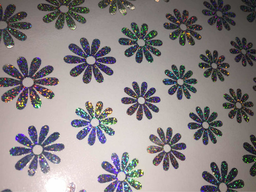 Planilla Vinil Holografico Flores Margaritas Sticker Calcoma