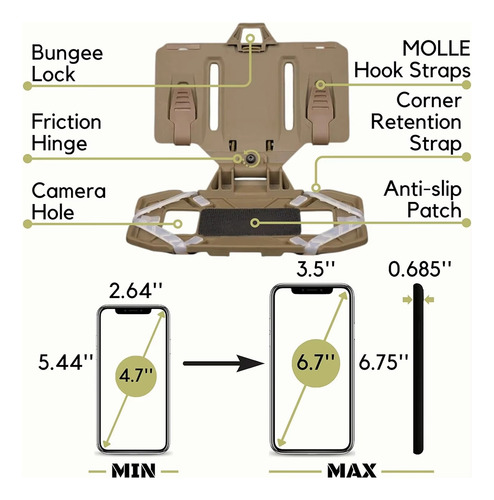 Placa Telefónica Molle Carrier Outdoor Navigation Board,