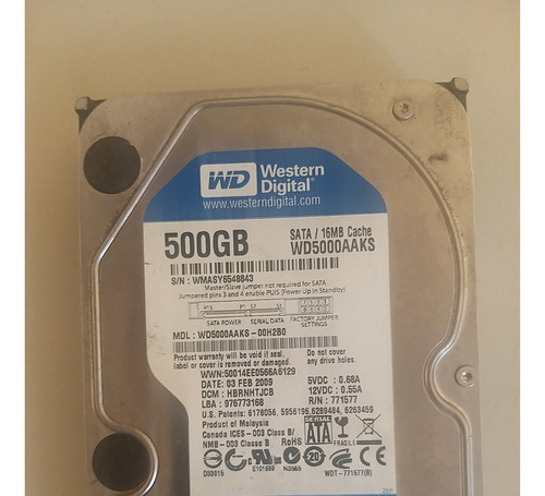 Lote De 5 Discos Western Digital Caviar Blue 500gb