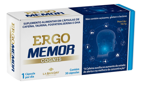 Suplemento Ergomemor Cognis - 30 Cápsulas - La San Day Sabor Sem Sabor