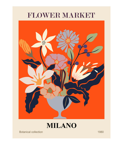 Poster Papel Fotografico Milano Flower Market Vector 40x80