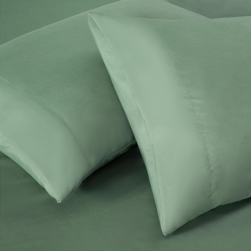 Juego De Sábanas De 4 Piezas Verde Salvia Matrimonial 110gsm