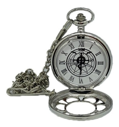 Imagen 1 de 4 de Reloj De Bolsillo Fullmetal Alchemist Cosplay Plateado Fma
