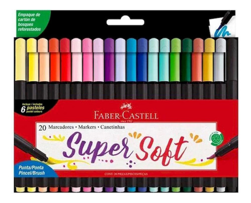 Marcadores Supersoft Punta Pincel X20 Faber-castell