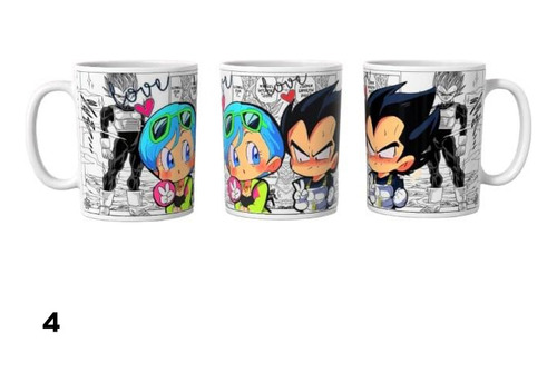 Taza Dragon Ball Dia Del Amor Goku Milk Vegeta Bulma