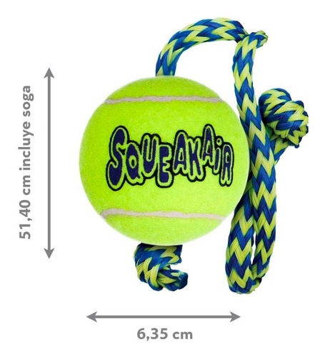 Imagen 2 de 9 de Kong Squeak Air Ball Con Soga Juguete Perros Pelota-