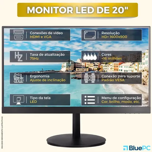 ✨Blu-ray✨新品SSD256GB✨i5✨Office2021✨ Computador Completo Intel Core i5, 16GB RAM, SSD 256GB, Monitor 20