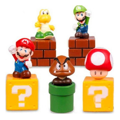 Colección De 5 Minifiguras Super Mario Topper Torta Juguete