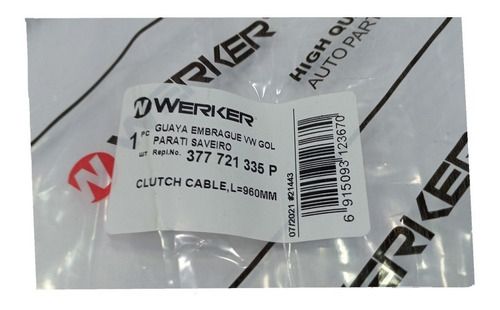 Imagen 4 de 7 de Guaya De Embrague Volkswagen Gol Saveiro 1.8