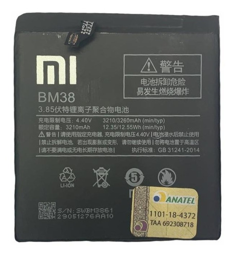 Bateira Xiaomi Para Mi 4s Bm38 - Original C/nf E Garantia