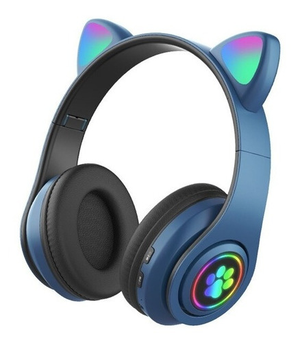Auricular Bluetooth Gato Plegable Con Luces Led Azul 