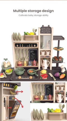 Imagen 7 de 10 de Cocina De Juguete 65 Piezas 93.5cms Altura Vapor Agua