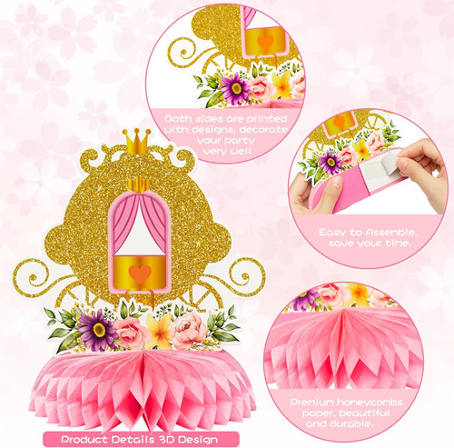 Centros De Mesa Para Princesa, 12 Unidades, 15cm X 10cm