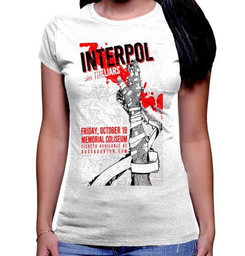 Camiseta Estampada Dama Premium Dtg Rock Interpol