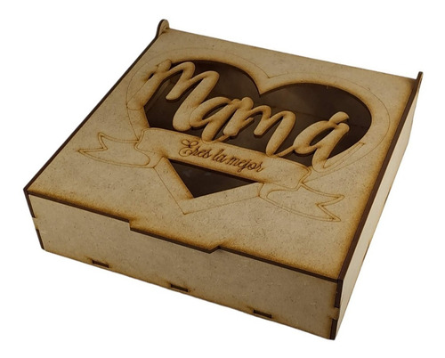 Imagen 5 de 9 de Caja Con Motivos Mama En Mdf Corte Laser