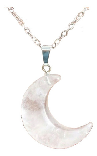 Collar Dije Luna De Cuarzo Blanco Cadena Acero Inoxidable