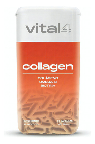 Boost Colágeno Vital4 Omega 3 Biotina Vitamina E 60 Cápsulas Sabor Sin Sabor